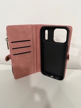 Pink Wallet Phone Case with Card Slots iPhone 17 pro max